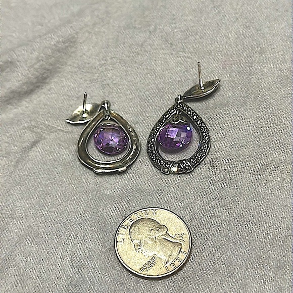 💎 Silvery Dangly Gemstone Earrings vintage - sold separately! - Picture 7 of 12